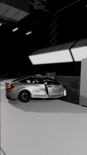 Tesla Model 3 100 MPH Wall Impact — Crash Test Simulation