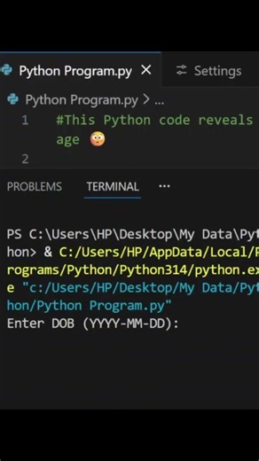 This Python Code Calculates Your Exact Age 🤯 | Python Shorts #coding #python #codingbat