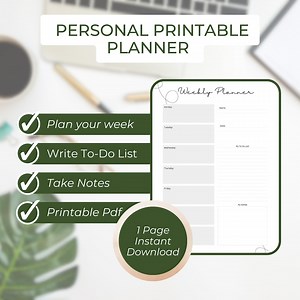 Printable Weekly Planner | Minimalist Weekly Planner Template | Weekly Schedule PDF Printable | A4 | Printable Weekly Calendar - Etsy