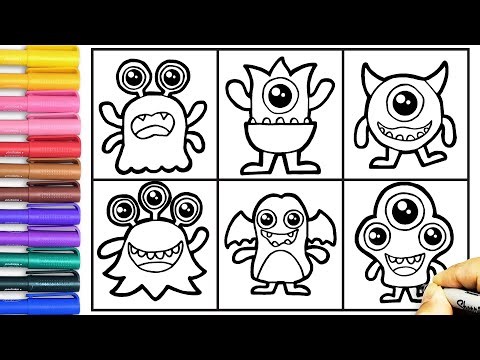 How to Draw 6 Monsters for Beginners | Step-by-Step Easy Drawing Tutorials