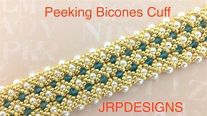 1K views · 68 reactions | Hi Everyone, Here is a intermediate level cuff bracelet using the RAW stitch. Materials: (per inch) 20--4 mm pearls (white) 6--4 mm bicone (Emerald AB) ~1 gram of 11/0 seed beads (Toho #557PF Permanent Finish Galvanized Starlight) 3 ring clasp 6lb fireline | JRPDesigns | Facebook