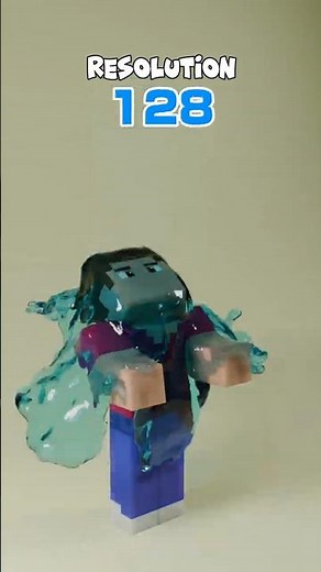 Water Simulation: 16 vs 256 Resolution 👀 | Minecraft Steve 🌊 #simulation #satisfying #physics #water