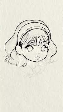 creating a cute purple-haired chibi girl head with oversized expressive eyes #liveillustrator