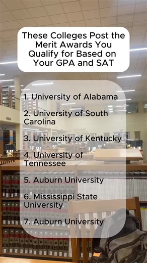 These SEC schools post the merit awards you qualify for based on GPA and SAT! If you're in high school, you should definitely check these out! #sec #colleges #gpa #sat #nationalmerit