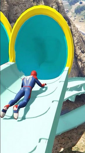 GTA 5 Water Slides Ragdolls | Spider-Man Jumps / Fails #shorts