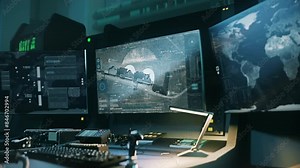 Radar Tracking Position Of Army Fort In Innovative Satellite Surveillance Tech. Tracking Coordinates. Futuristic Interface. Location Surveillance Tech. Surveillance Data Scan. Futuristic Tracking Tech