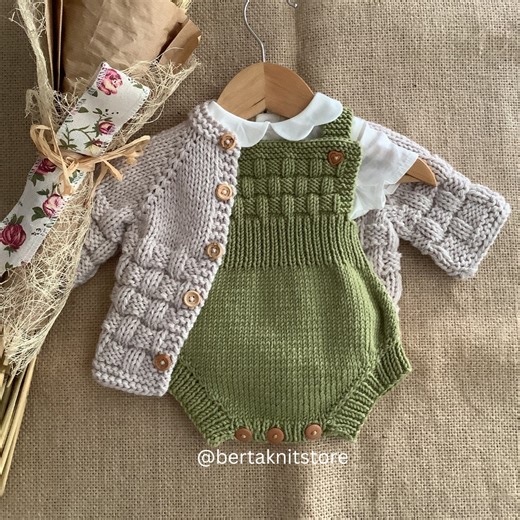 Baby Cardigan and Romper Knitting Pattern (0-24 Months) (PDF Pattern) | in English Only - Etsy New Zealand
