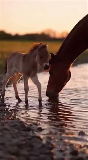 Why Is This Baby Horse Scared of WATER?! 💦🐴 SO DRAMATIC!#FalabellaHorse#MotherAndBaby#animalbehavior