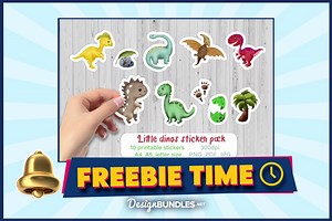 Another day - another FREE design 🎁 Download your copy before these Dinosaur Stickers go EXTINCT! 🦖 https://go.designbundles.net/freedinosaur | Design Bundles
