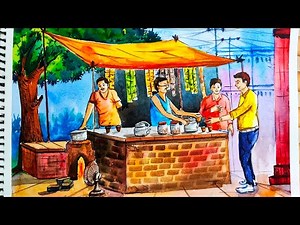 Tea Stall Drawing | Watercolor Tutorial | CUET 2024 | BFA Entrance Exam Preparation
