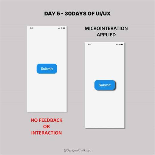 Day 5 of #30DaysOfUIUX Microinteractions are small details that make a big difference. #UXDesign #UIDesign #ProductDesign #DesignChallenge