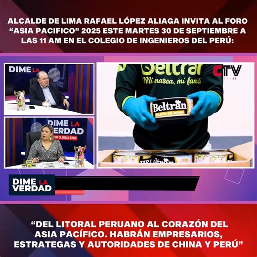 🆘👉 El alcalde de Lima, Rafael López Aliaga, invita al Foro “Asia Pacífico” 2025 que se realizará este martes 30 de septiembre a las 11:00 a. m. en el Colegio de Ingenieros del Perú. 🔴 Bajo el tema central “Del Litoral Peruano al corazón del Asia Pacífico”, el evento reunirá a empresarios, estrategas y autoridades de China y Perú en un espacio de integración y desarrollo internacional. 📍 Ubicación: Calle Barcelona Nº 240, San Isidro #ExclusivaCTV #CTVPerú #AsiaPacífico2025 #RafaelLópezAliaga 