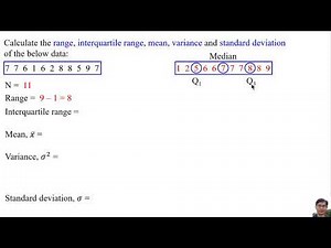 Range, Interquartile Range, Mean, Variance and Standard Deviation for Ungrouped Data
