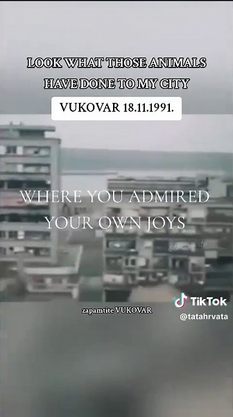 In 1991, the city of Vukovar was the site of a brutal siege and battle during the Croatian War of Independence, during which the invading Yugoslav People's Army (JNA) and Serb paramilitaries overran the city and perpetrated the Vukovar massacre. • • #tatahrvata #vukovar #war #croatia #hrvatska