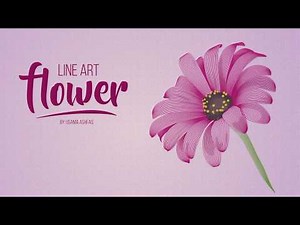 Line Art Flower - Vector Illustration Process