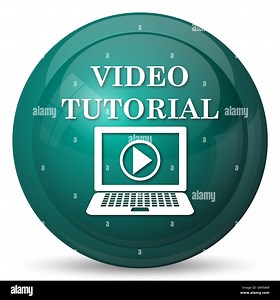 Video tutorial icon. Internet button on white background Stock Photo - Alamy