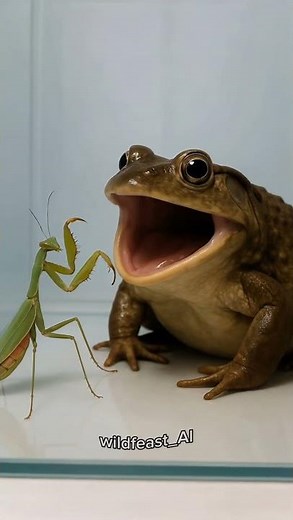 Bullfrog vs Praying Mantis - Who Will Survive?