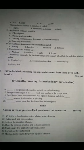 2nd puc COMPUTER SCIENCE MIDTERM EXAM QUESTION PAPER 2026
