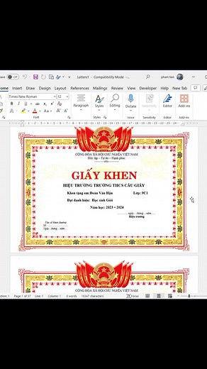 cách tạo giấy khen hàng loạt trong Word #tinhocvanphong #word #Excel #exceltips #sachtinhocvanphong | Kỹ Năng Tin Học Văn Phòng