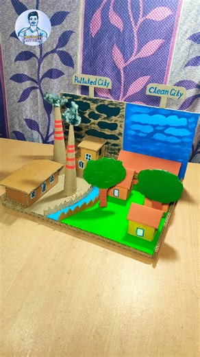Save Environment Craft | Best Out of Waste Project | Pollution Model with Cardboard !! #shorts