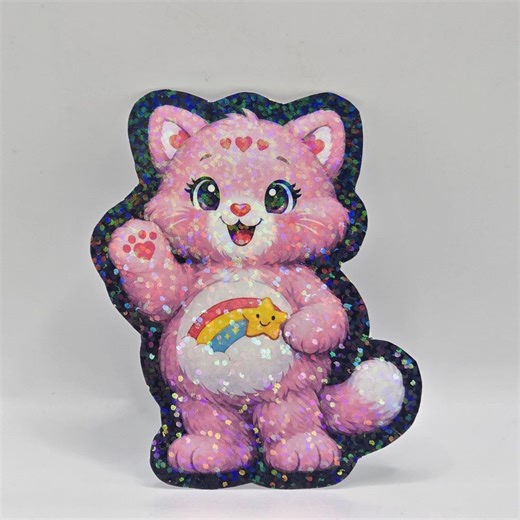 Cute Retro Cat Sticker 80s Style Kitty Vinyl Decal Black Outline Kawaii Cat Gift - Etsy