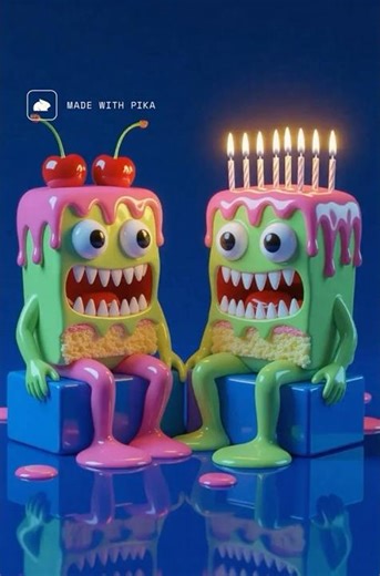 A glossy 3D scene with two grotesque birthday #3d #shortsfeed #ytshorts #ytshorts #shorts