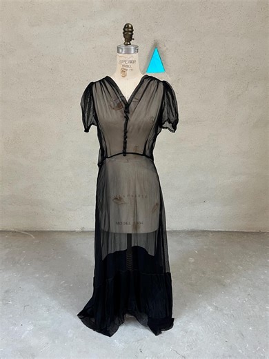 Long Sheer Black Vintage 1930s Gown for Pattern Design or Restoration - Etsy