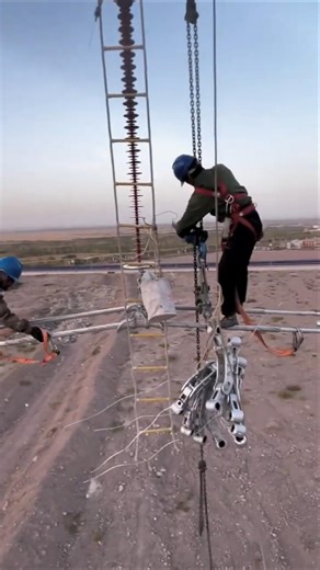 The Most Dangerous Job? 😱 High Voltage Lineman at Work! #shorts
