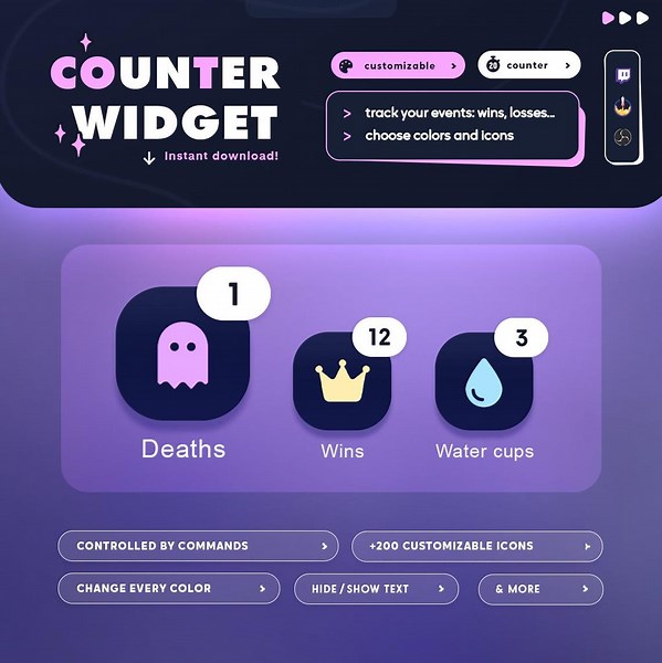 Counter Widget | Wins Losses Counter for Twitch | Streamelements Widget | Customizable Widget - Etsy