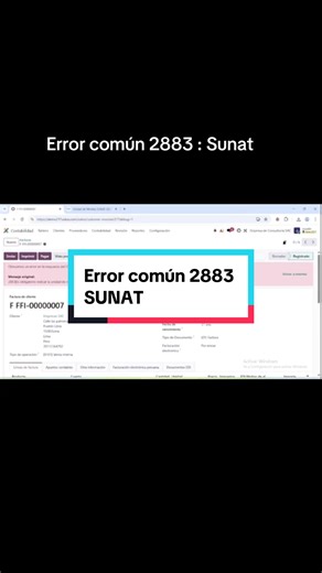 En este video te muestro cómo solucionar el error 2883 que nos envía SUNAT al rechazar la factura. #Odoo #ERP #aprendeentiktok #fyp #contenido