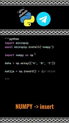 numpy insert #python #numpy #uzbekistan #education