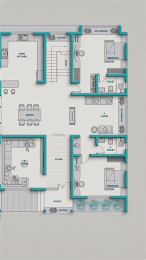 𝐒𝐓𝐇𝐀𝐀𝐘𝐈 𝐃𝐄𝐒𝐈𝐆𝐍 𝐋𝐀𝐁 on Instagram: "✨ Your Home Begins Here Thoughtfully Planned for Everyday Living ✨ A beautifully designed 2BHK home where space, comfort, and functionality come together seamlessly. From the welcoming living area to the well-zoned bedrooms and efficient kitchen layout, every corner is planned to make daily life smoother and more meaningful perfectly suited for modern Kerala families. 🏡 Specification • 2BHK • Area: 2423 sq.ft • Smart, family-friendly layout 👉 F