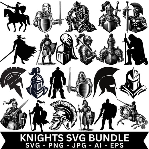 Medieval Knight SVG Bundle, Templar Silhouette Clipart (digital Download) - Etsy