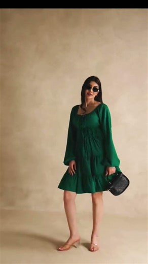 Emerald Green Summer Mini Dress | Aesthetic Date Night Outfit ☀️ #minioutfit #flowydress #basicstyle