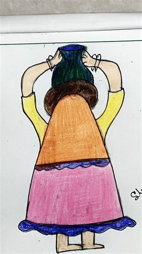 Amazing Illusion Art | Village Woman With Matka #drawing #creativeartemoji #beginnerarttips