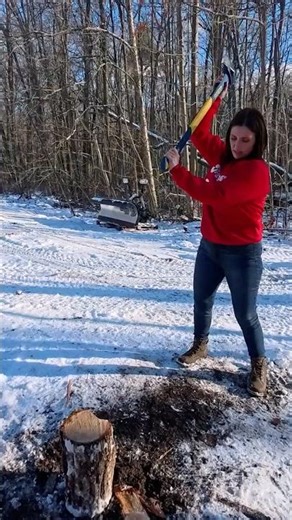 Chopping Wood with a HEAVY Estwing Axe #Shorts