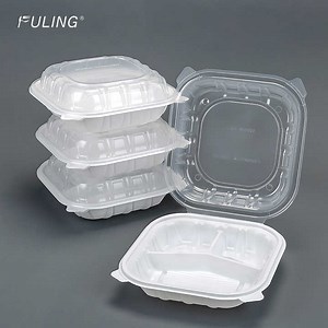 FULING BPA Free Food Take Away Microwavable 3 Compartments Disposable Plastic MFPP Take Out Food Containers