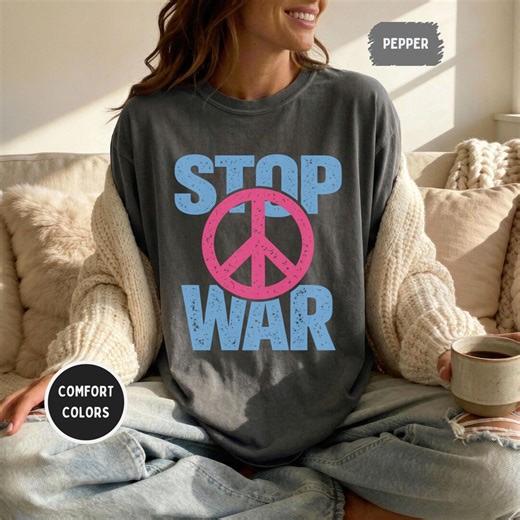 Stop War Peace Sign T-shirt | Anti War Protest Graphic Tee - Etsy