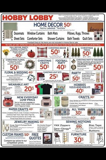 Hobby Lobby Weekly Ad September 14 – September 20, 2025