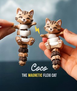 Cute Cat Keychain Set With Magnetic Hands, 3D Printed, Gift for Lovers, Brown - Etsy Canada