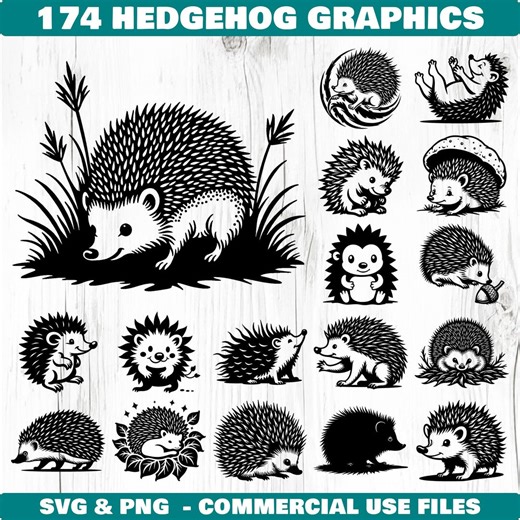 Hedgehog Svg & Png Bundle for Cricut and Laser Engrave Projects Instant Downloads - Etsy