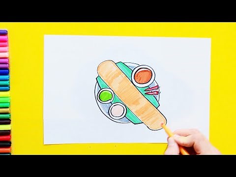 How to draw Dosa, Sambar, Chutney