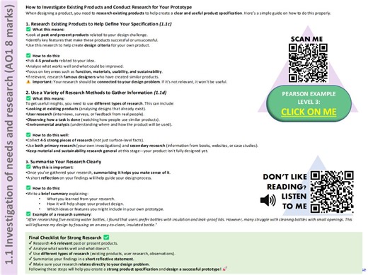 Ultimate Design & Technology NEA Guidance for GCSE Edexcel - Staff & Student Guide | Teaching Resources