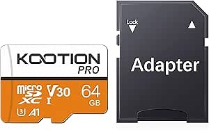 KOOTION Micro SD Card 64GB UHS-I microSDXC Flash Memory Card with Adapter, C10, U3, A1, V30, 4K UHD TF Card