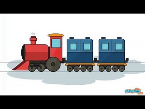 How to Draw a Train - Learn Step By Step Drawing for Kids | Educational Videos by Mocomi