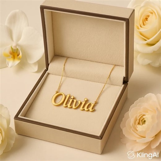 14K Gold Cursive Name Necklace: Personalized Plate Jewelry - Etsy