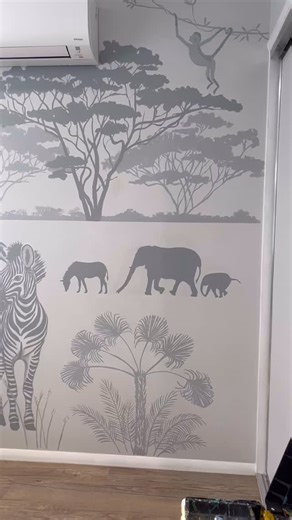 A simple monotone wall mural for a little boy’s bedroom. The colours chosen for this one are subtle, creating a restful space. My client showed me design elements she wanted and chose the colour palette at our preliminary meeting. #townsvilleartist #townsvillemums #townsvillesmallbusiness #kidswall | Finnart