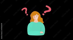 Woman with question marks 01