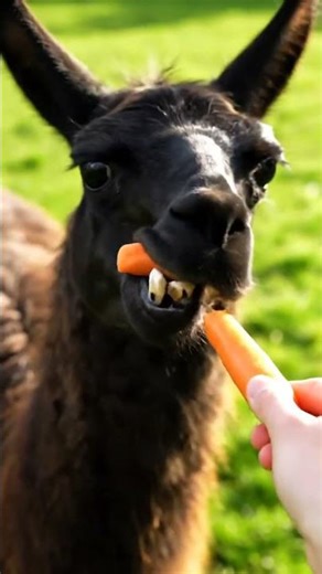 Llama Eating a Carrot is... Terrifying! 🥕😂 #llama #carrot # #zanyzooshorts #shorts #funny