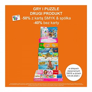 22K views · 77 reactions | Tyyyle gier i puzzli oznacza jedno — mnóstwo radości 朗 W sklepach stacjonarnych SMYK wystartowaliśmy z PROMOCJĄ na GRY I PUZZLE: 40% rabatu lub 50% rabatu z kartą SMYK & spółka na drugą, tańszą sztukę. Zapraszamy do 6 kwietnia ✨ P.S. Nie jesteś jeszcze Klubowiczem SMYK & spółka? Dołącz do naszego programu lojalnościowego  https://bit.ly/smyk_spolka_program | Smyk | Facebook